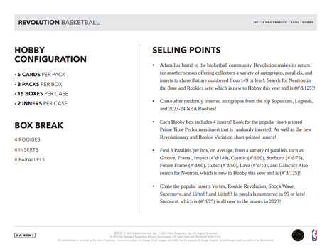 Panini Revolution NBA Basketball 2023/24 - Hobby Box