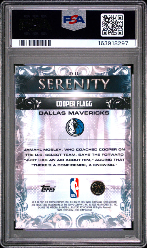 Cooper Flagg #SY-11 Topps Chrome Serenity 2025 PSA 8