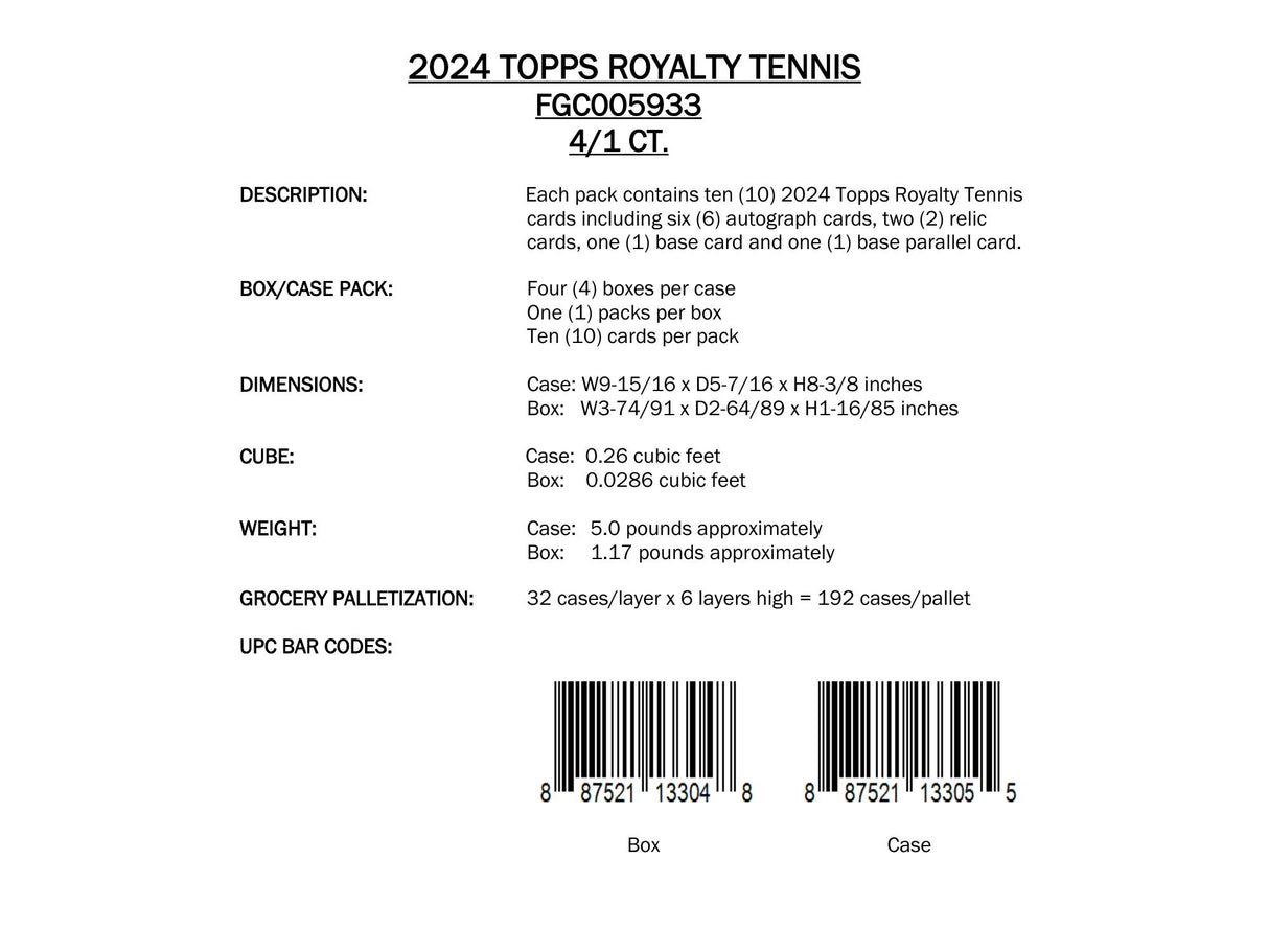 Topps Royalty Tennis 2024 - Hobby Box