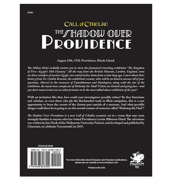 Call of Cthulhu RPG: The Shadow Over Providence (Eng)