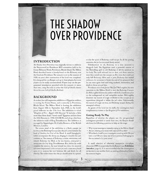 Call of Cthulhu RPG: The Shadow Over Providence (Eng)