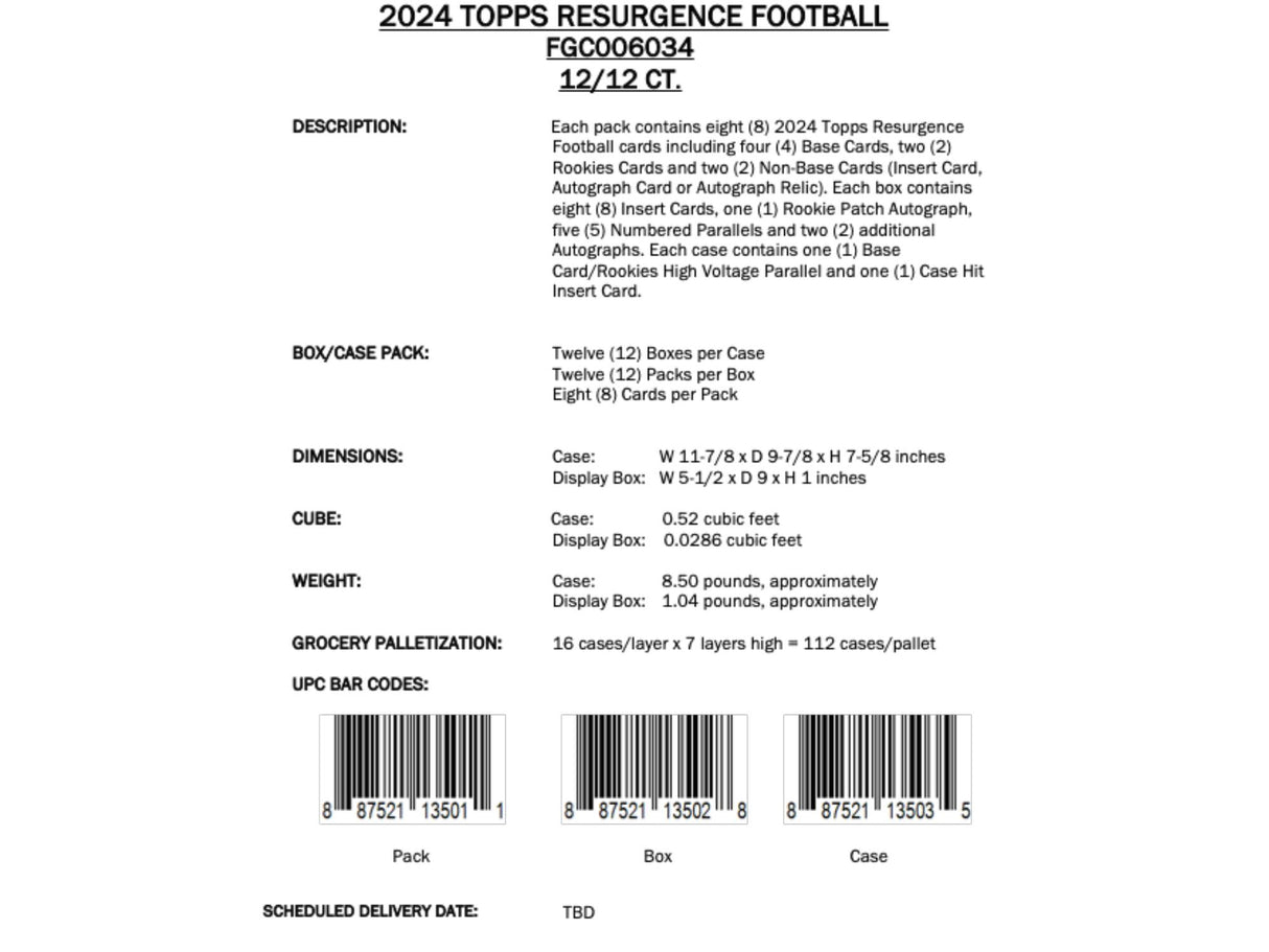 Topps Resurgence Football 2024 - Hobby Box