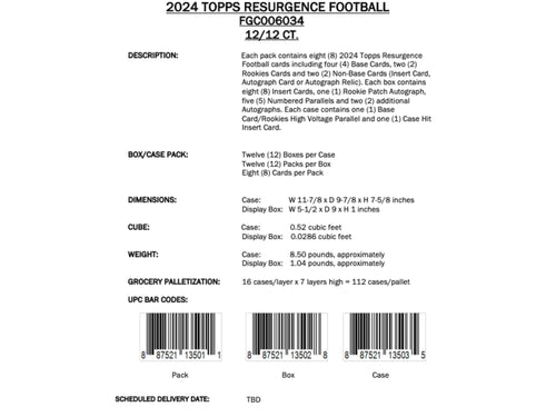 Topps Resurgence Football 2024 - Hobby Box