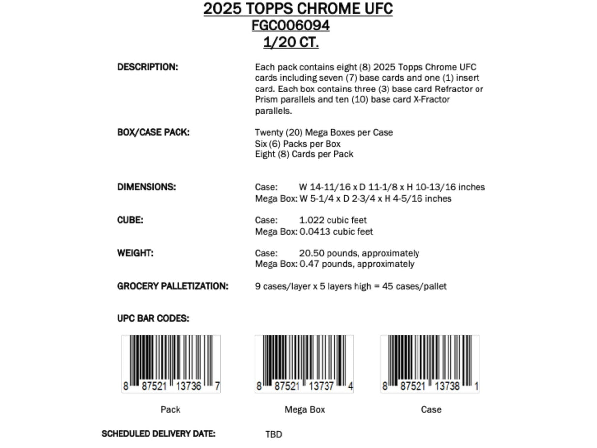 Topps Chrome UFC 2025 - Mega Box
