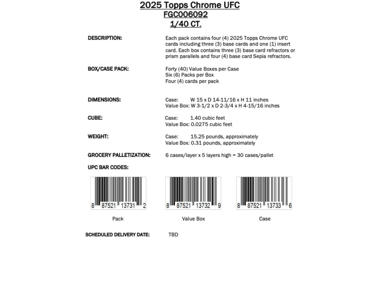 Topps Chrome UFC 2025 - Value Box