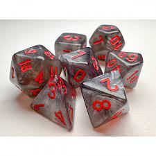 Velvet™ – Mini-Polyhedral Black w/red 7-Die Set