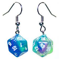 Chessex Hook Earrings Pair Festive Waterlily Mini D20