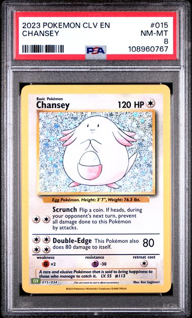 Chansey #15 PSA 8 [Pokemon CLV Trading Card Game Classic 2023]