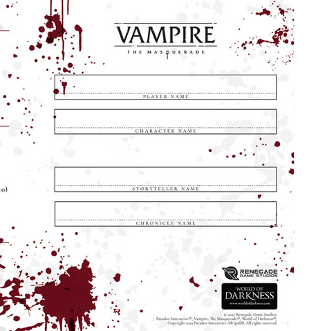 Vampire The Masquerade: 5th edition - Character Journal (Eng)