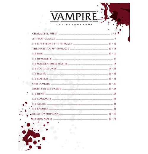 Vampire The Masquerade: 5th edition - Character Journal (Eng)