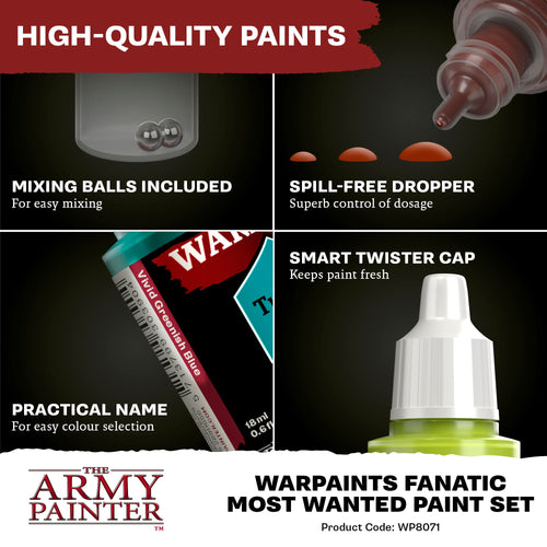 Army Painter: Warpaints Fanatic Most Wanted Paint Set