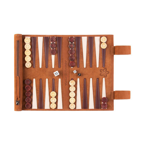 Melia Games Leather Rollup Backgammon - Whiskey