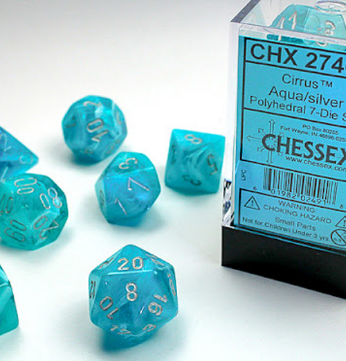 Cirrus™ – Polyhedral Aqua w/silver 7-Die Set