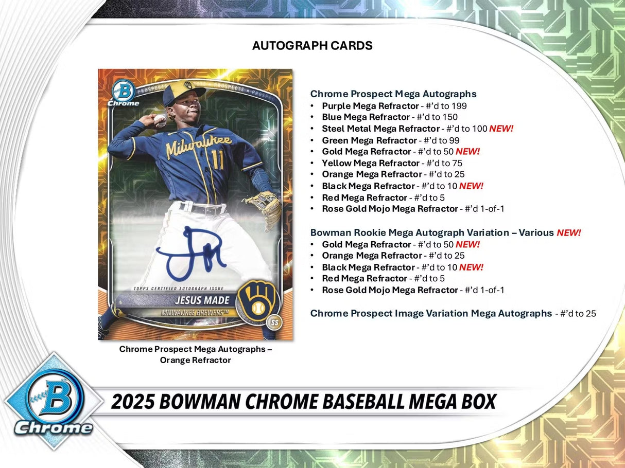 Topps Bowman Chrome Baseball 2025 - Mega Box