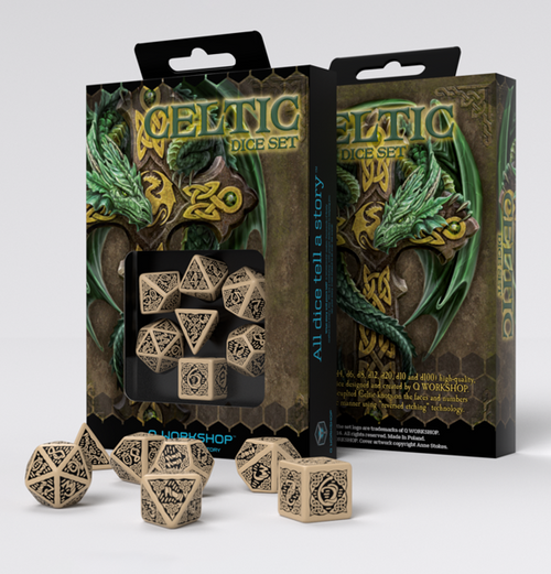 Celtic: Dice Set - Beige & Black