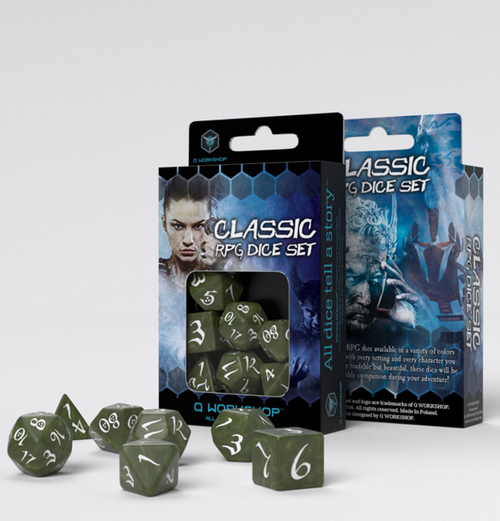 Classic RPG: Dice Set - Olive & White