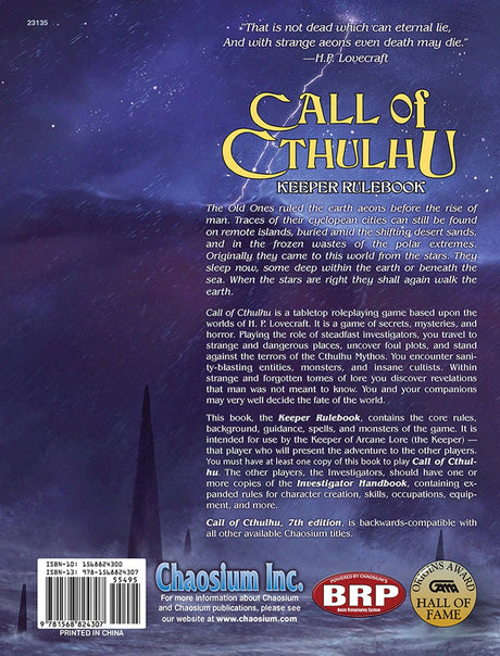 Call of Cthulhu RPG: Keeper Rulebook (Eng)