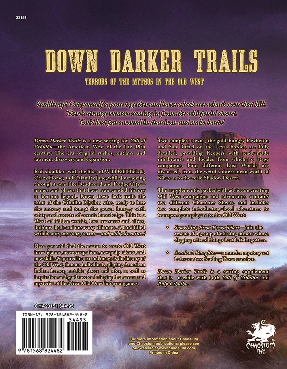 Call of Cthulhu RPG: Down Darker Trails (Eng)