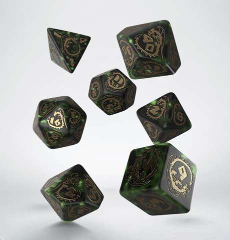 Dragons: Dice Set - Bottle Green & Gold