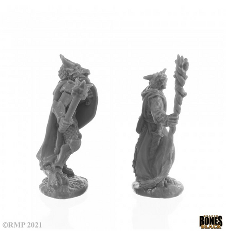 Reaper Bones Black - Dragonfolk Wizard and Cleric