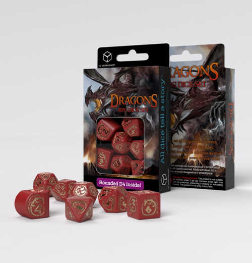 Dragons: Modern Dice Set - Red & Gold