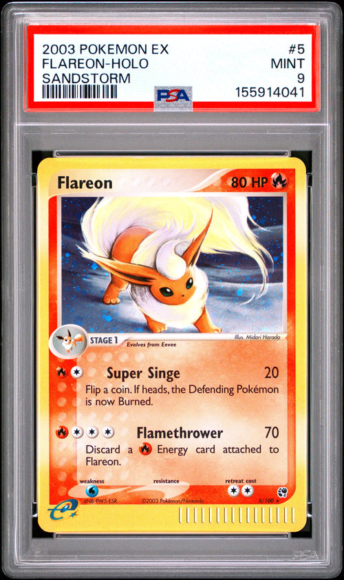 Flareon-holo #5 Sandstorm Pokemon EX 2003 PSA 9