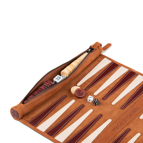 Melia Games Leather Rollup Backgammon - Whiskey