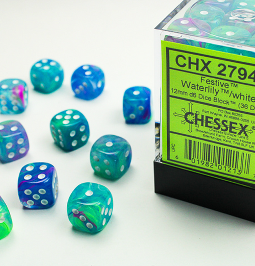 Festive™ – 12mm d6 Waterlily w/white Dice Block™