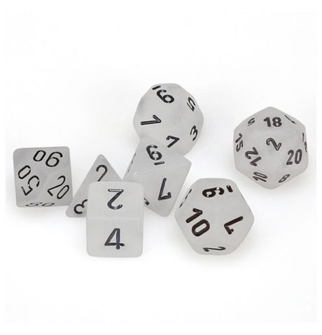 Frosted™ – Polyhedral Clear w/black 7-Die Set