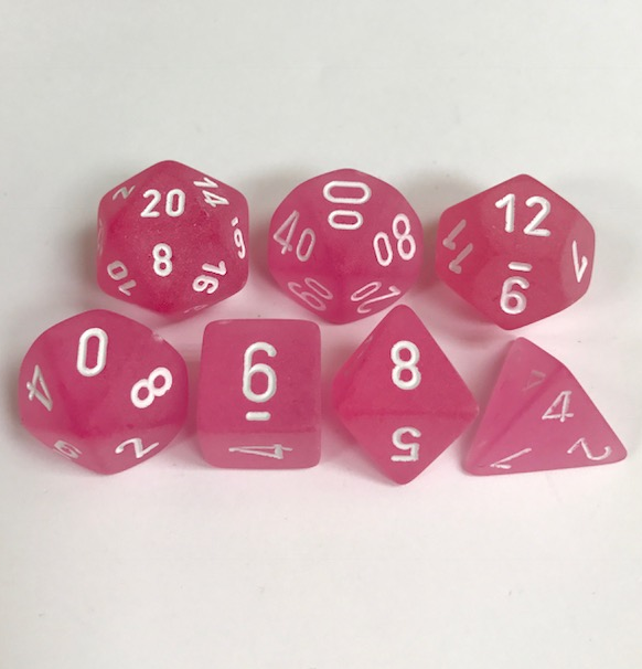 Frosted™ – Polyhedral Pink w/white 7-Die Set