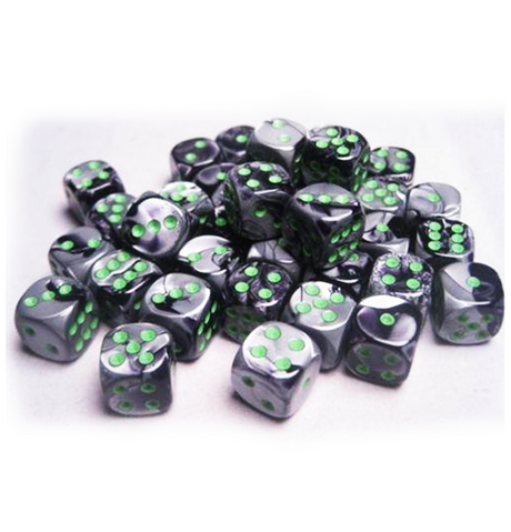 Gemini™ - 12mm d6 Black-Grey w/green Dice Block