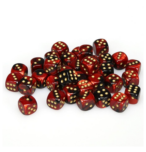 Gemini™ - 12mm d6 Black-Red w/gold Dice Block