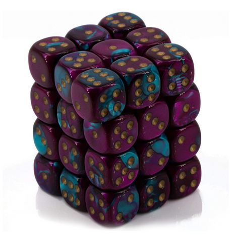 Gemini™ - 12mm d6 Purple-Red w/gold Dice Block