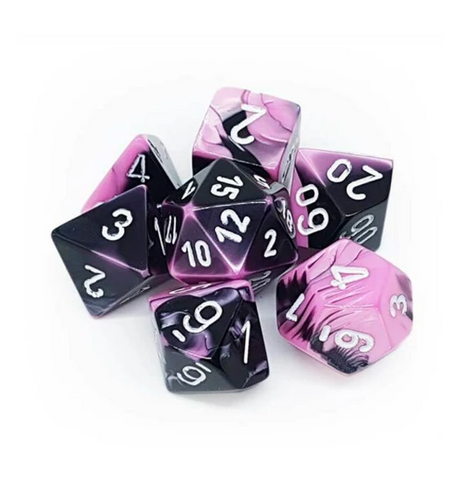 Gemini™ – Polyhedral Black-Pink w/white 7-Die Set