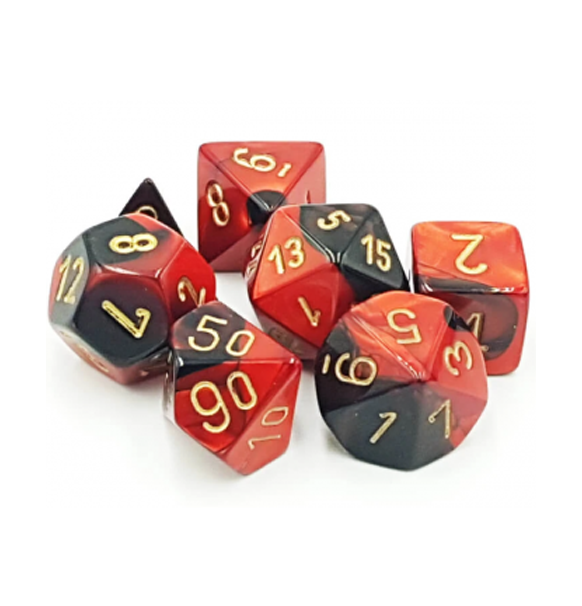 Gemini™ – Polyhedral Black-Red w/gold 7-Die Set