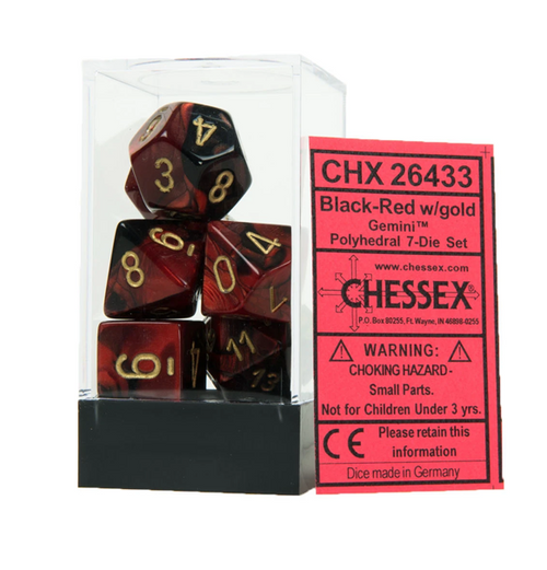 Gemini™ – Polyhedral Black-Red w/gold 7-Die Set