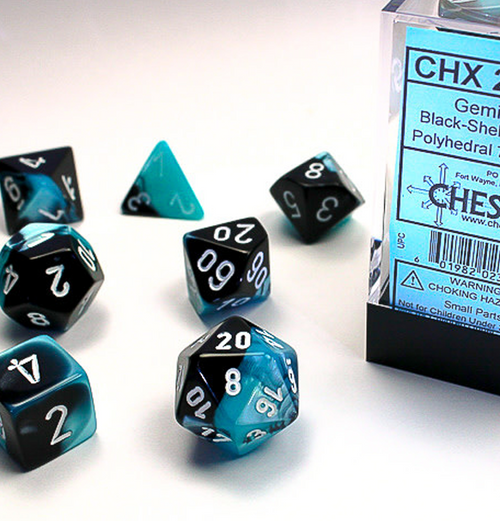 Gemini™ – Polyhedral Black-Shell w/white 7-Die Set