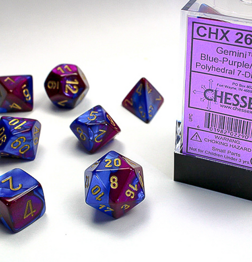 Gemini™ – Polyhedral Blue-Purple w/gold 7-Die Set