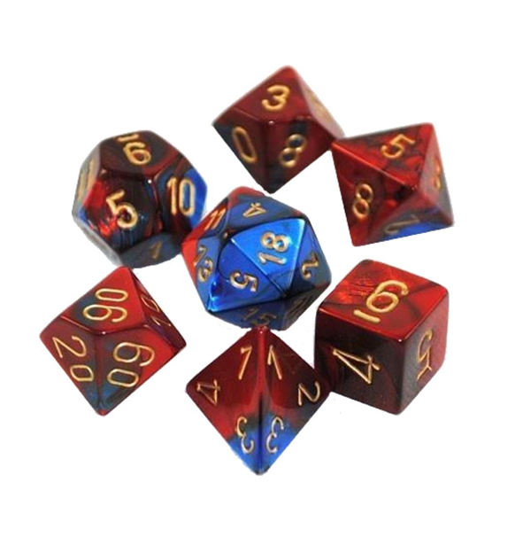 Gemini™ – Polyhedral Blue-Red w/gold 7-Die Set