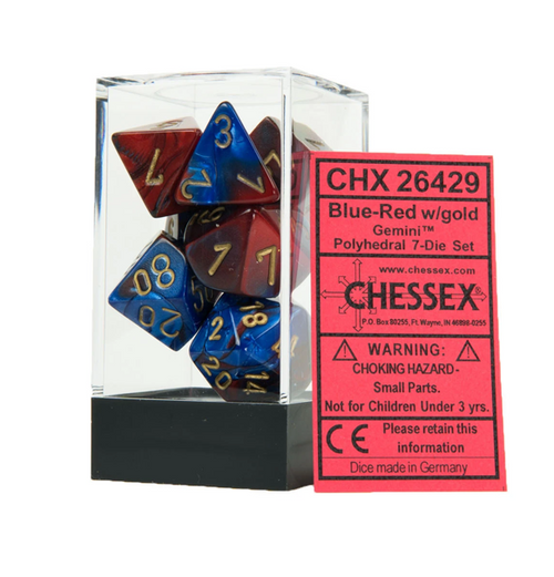 Gemini™ – Polyhedral Blue-Red w/gold 7-Die Set