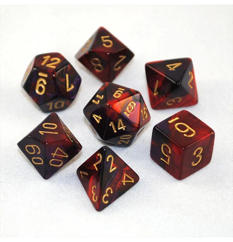 Gemini™ – Polyhedral Purple-Red w/gold 7-Die Set