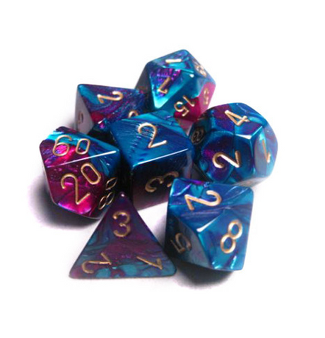 Gemini™ – Polyhedral Purple-Teal w/gold 7-Die Set