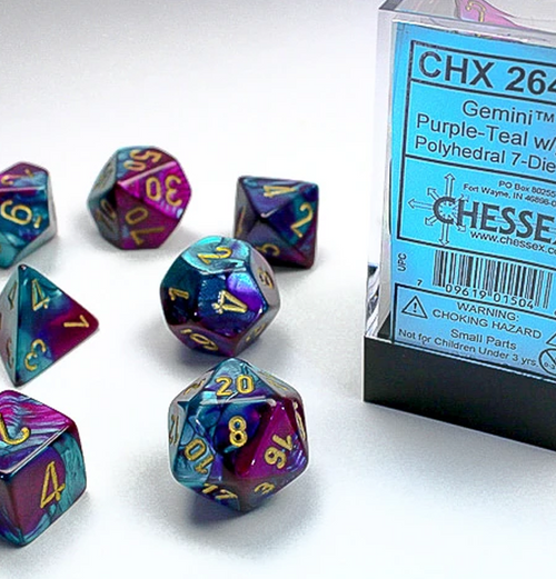 Gemini™ – Polyhedral Red-Teal w/gold 7-Die Set