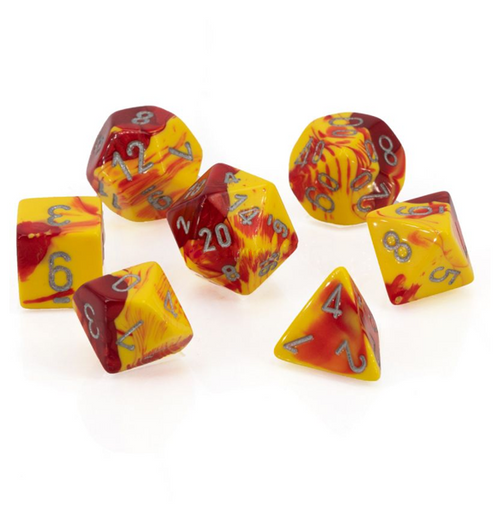 Gemini™ – Polyhedral Red-Yellow w/silver 7-Die Set