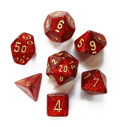 Glitter™ – Polyhedral Ruby w/gold 7-Die Set