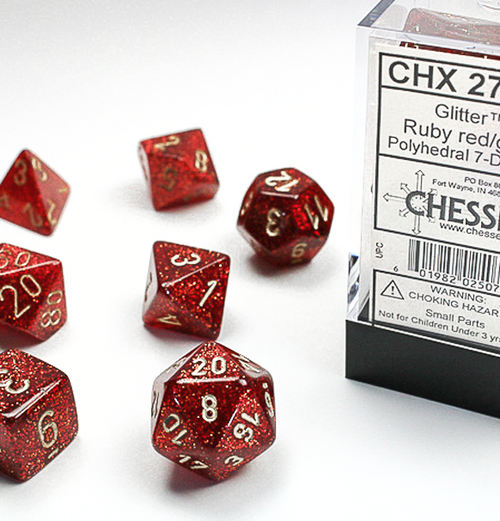 Glitter™ – Polyhedral Ruby w/gold 7-Die Set