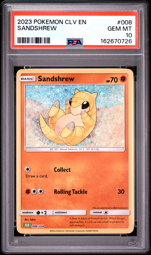 Sandshrew #008 Pokemon Clv-trading Card Game Classic Venusaur & Lugia EX Deck 2023 PSA 10