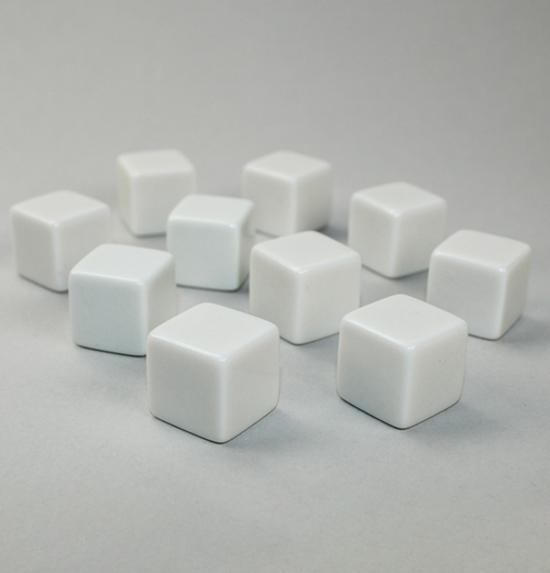 Opaque: Polyhedral - 10x White Blank 6-sided dice