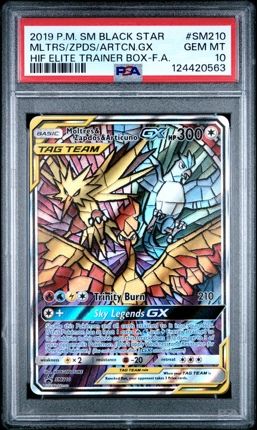 Moltres, Zapdos & Articuno #SM210 Hif Elite Trainer Box-f.a. Pokemon Sm Black Star Promo 2019 PSA 10