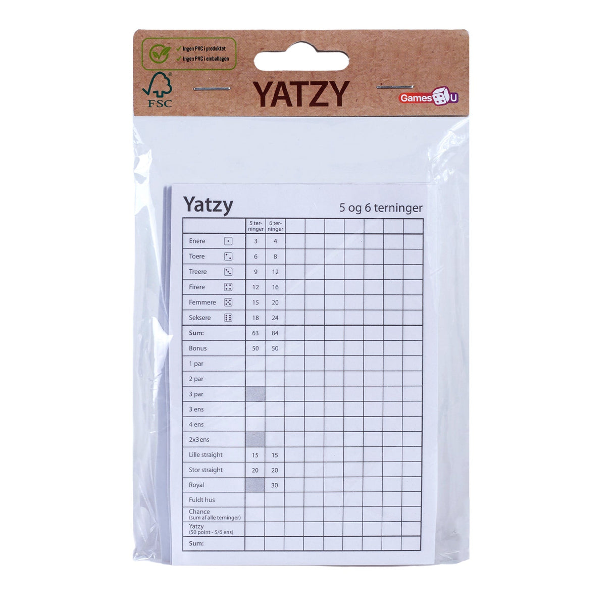 Yatzy Blok (3stk) (Dansk)